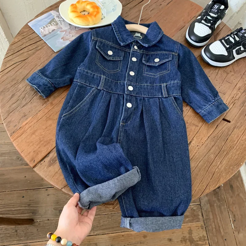 

2024 Baby Toddler Jeans Romper Boy Girl Denim Overalls Fashion Children One Piece Pants Long Sleeve Jumpsuit Casual Child Kids