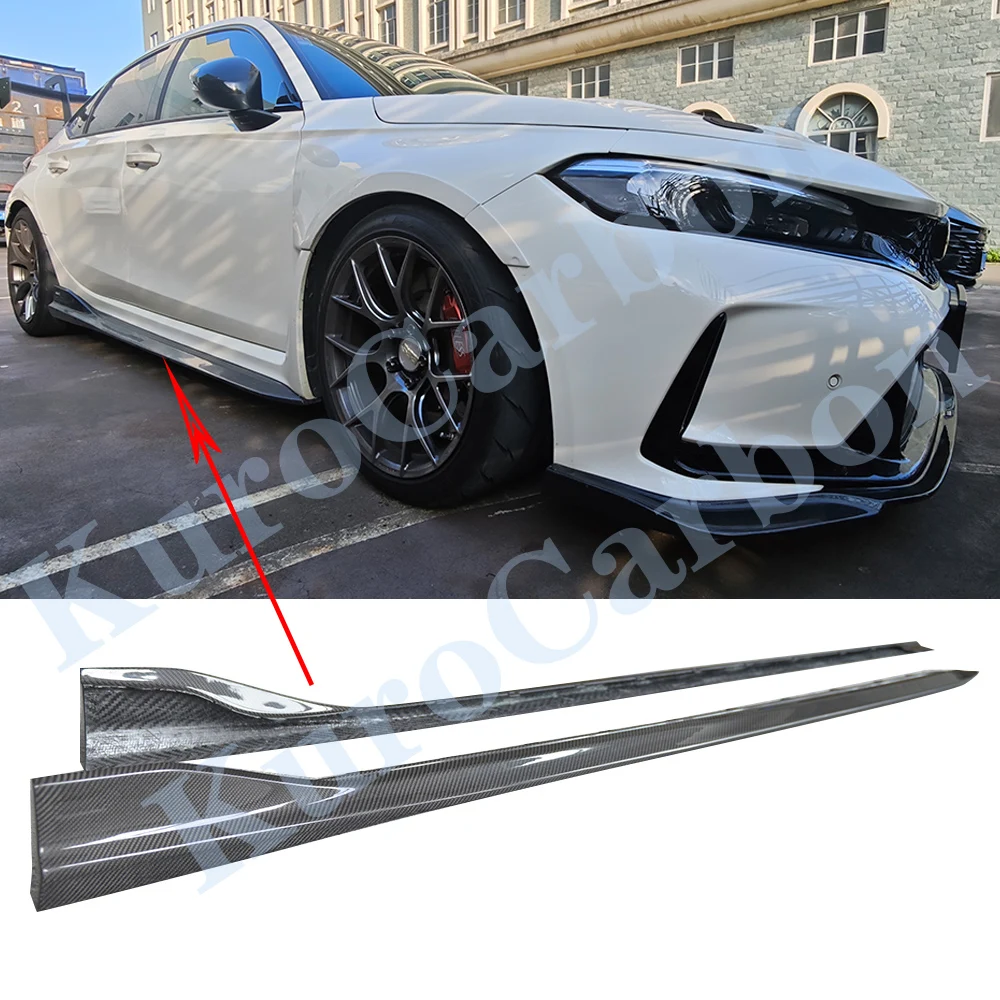 DRY Carbon Fiber VRS Style Side Skirts Extensions Pair Side Lip For HONDA 11TH Civic FL5 TYPE R 2023+