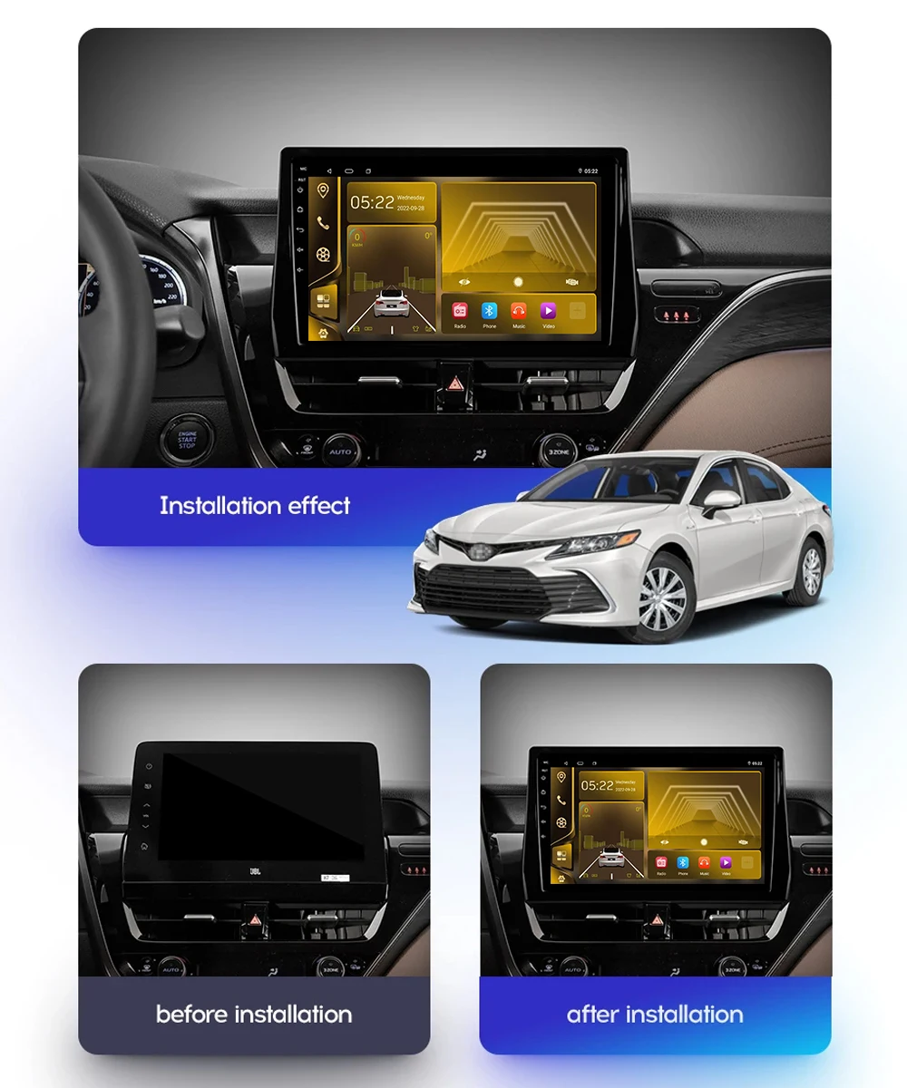 Android For Toyota Camry 8 XV70 2020 - 2023 Multimedia Player Stereo Head Unit GPS Navigation No 2din DVD QLED Screen Dash Cam