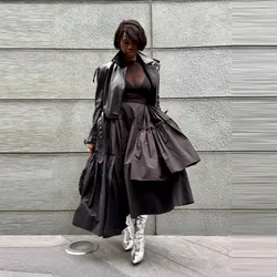 Eye Catching Asymmetrical Satin Skirts Long Latered Lady Women Saias Autuam Halloween Birthday Party Skirt Without Top