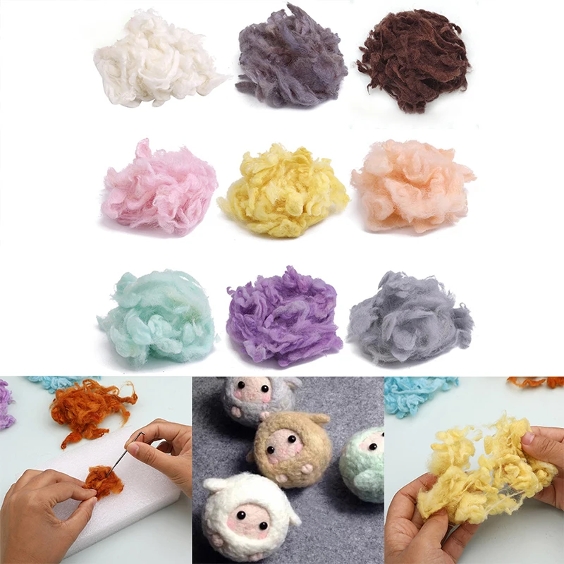 10g Alpaca Curly Fiber for Wool Felt DIY Needle Felting Roving Especially for Poodle/Bichon and Sheep