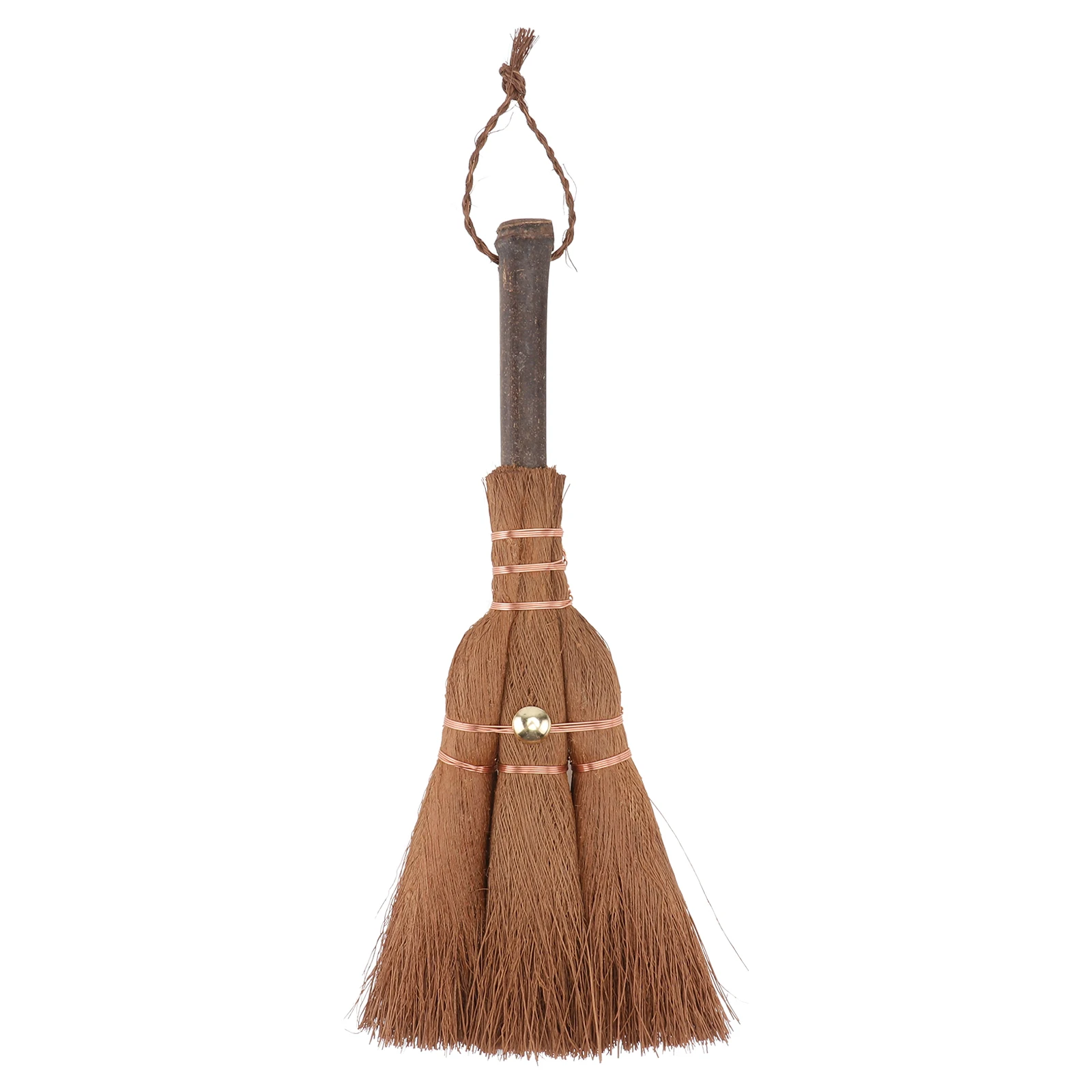 

Brown Brush Mini Palm Broom Household Cleaning Tool Natural Fiber Durable Lightweight Long Service Life Practical Hanging Rope