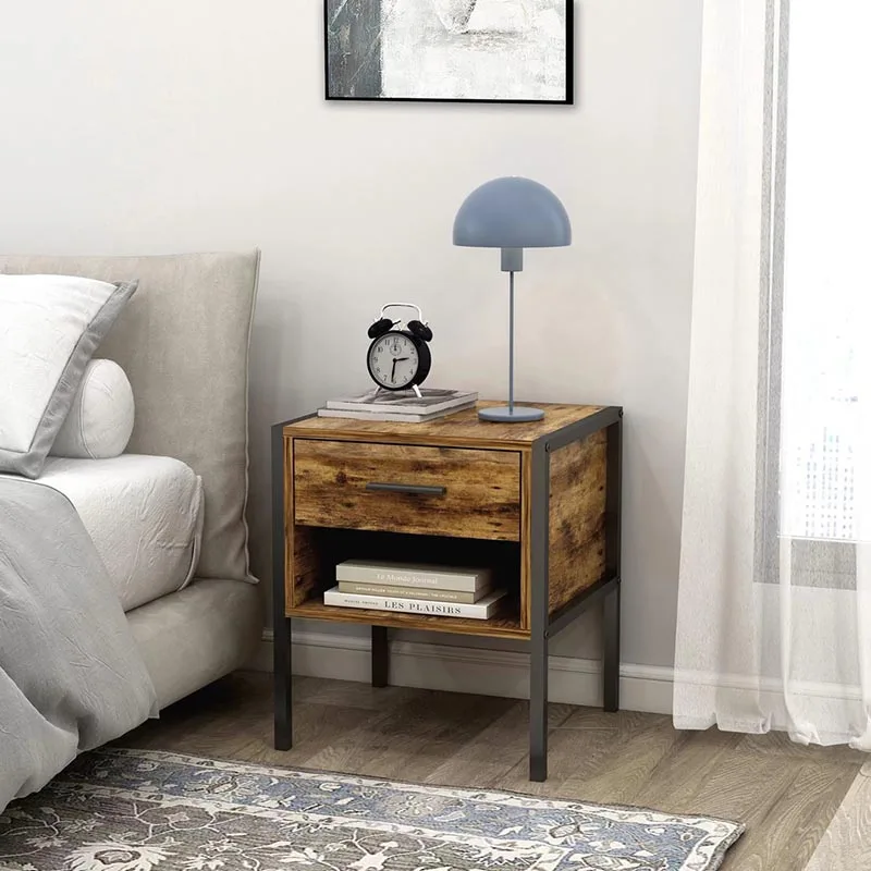 Set of 2 pcs nightstand,industrial style 