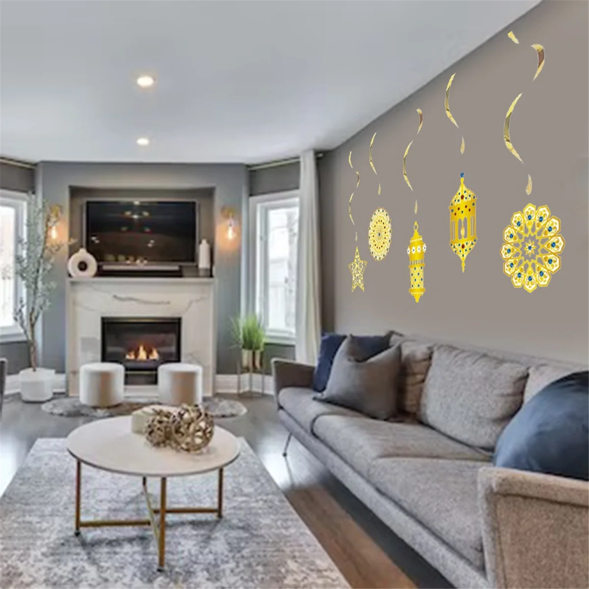 18Pcs Crescent Moon Lantern Ramadan EID Decoration Home Happy Ramadan Mubarak Party