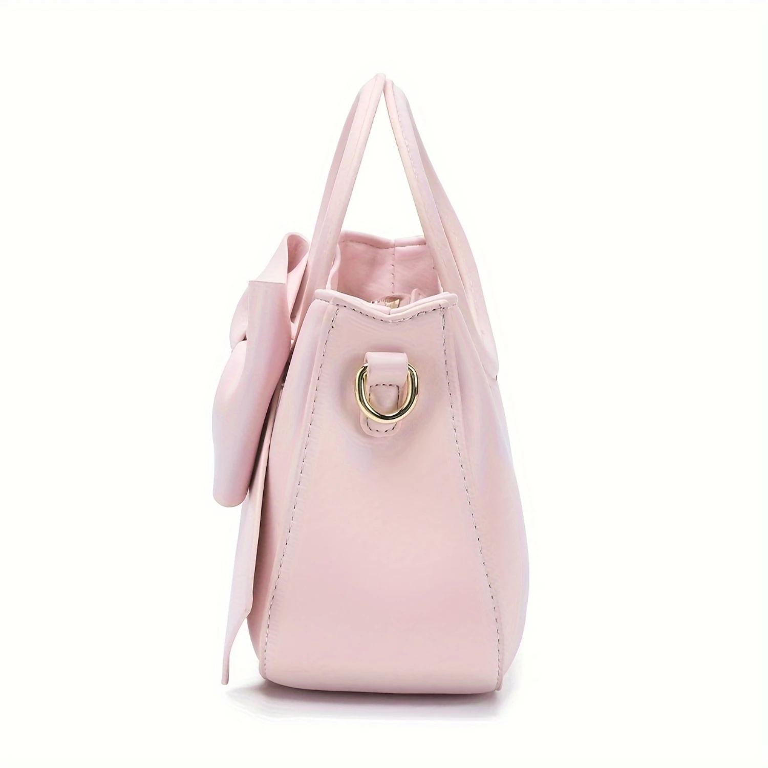 Bow-Decor Solid Handbag  Versatile Top Handle/Crossbody, Secure Zip, Polyester-Lined - Perfect for Every Occasion