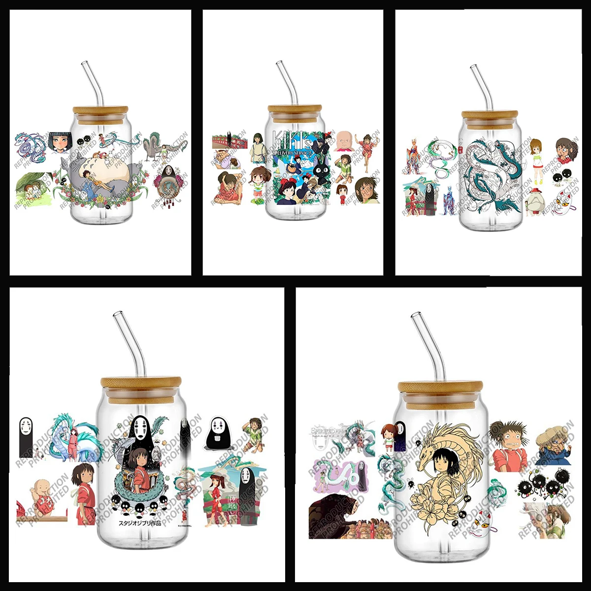 

Cute Cartoon UVDTF Cup Wrap Stickers for 16oz Libbey Glasses DIY Craft Anime Cold Transfer Vinyl Decals for Mugs