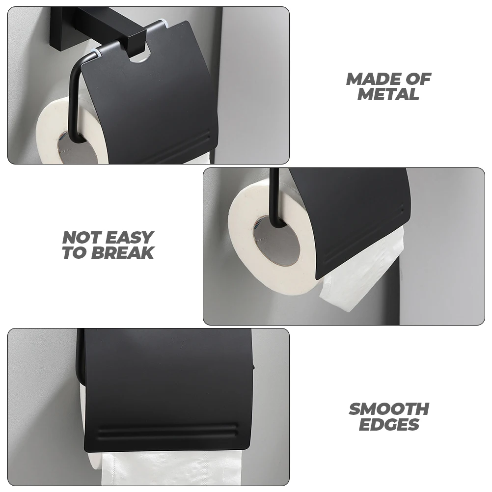 

Black Toilet Paper Holder Premium Stainless Steel Rustproof Bathroom Accessory Home Hotel Washroom Simple Tissue Rack Punch-Free