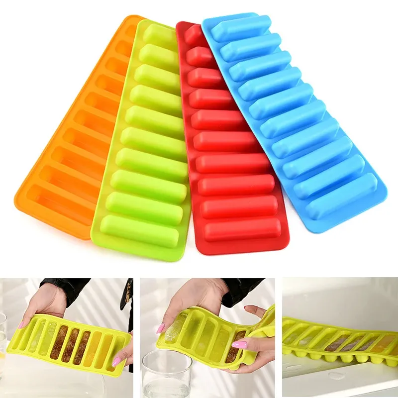  Creative Silicone Ice Cube Tray Mold Finger 10 Grid Chocolate Mold Tray For Water Bottle Ice Cream Pudding Maker Mold Bar Kitche 