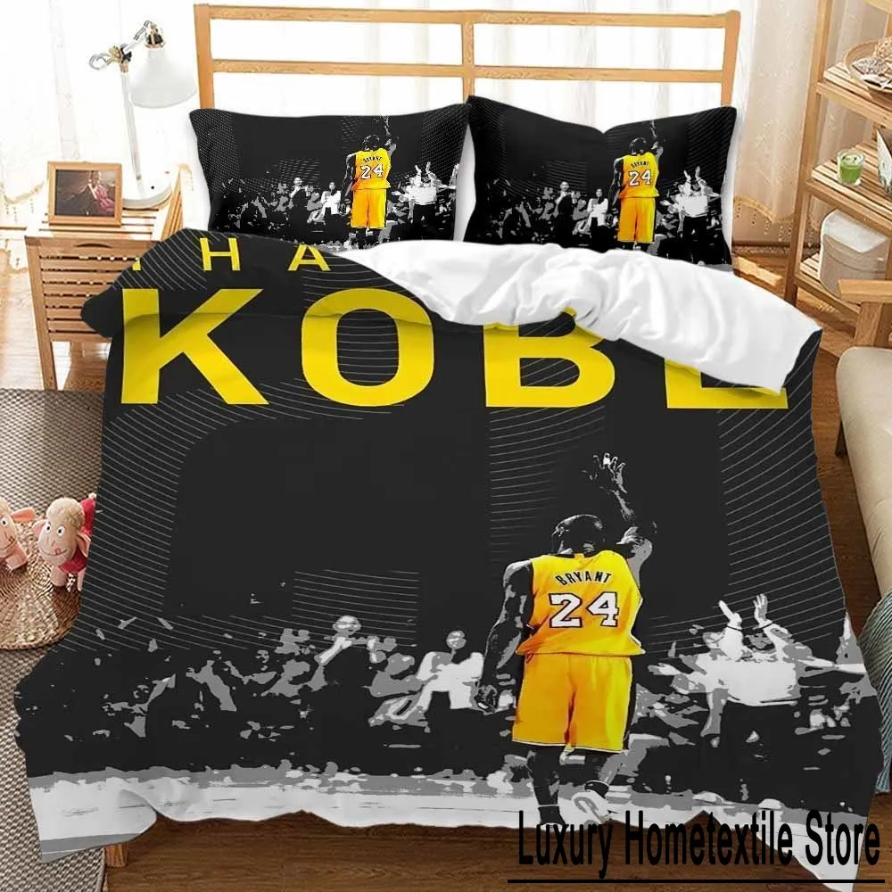 3D Printed Basketball Star Bedding Set 2/3PCS Duvet Cover Set Quilt Cover with Pillowcase Toddler Boys Bedroom Bedclothes