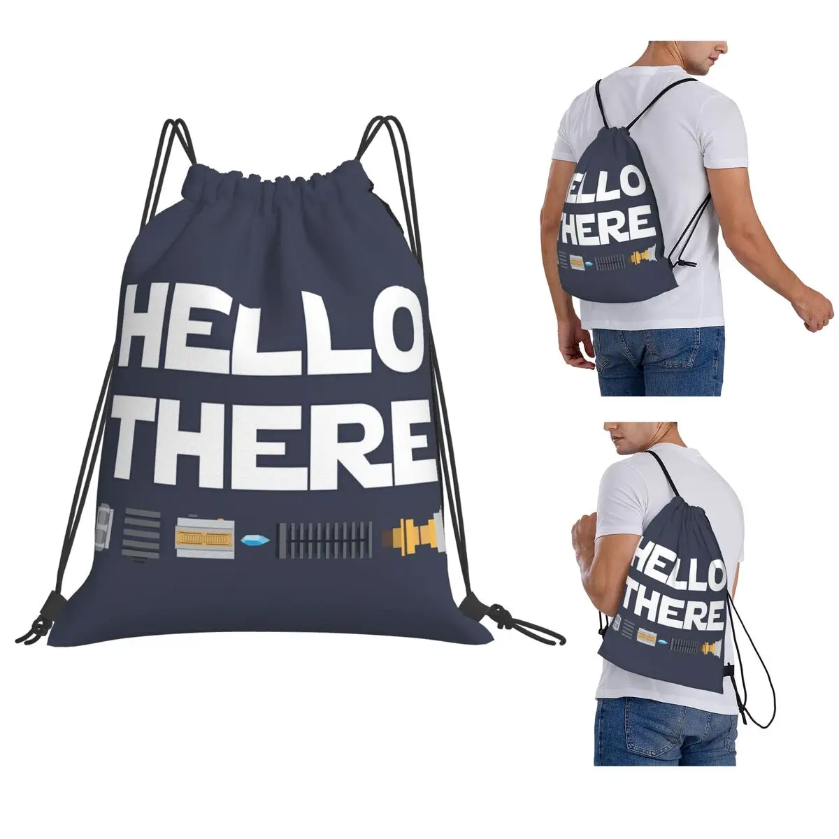 Hello There Backpacks Multi-function Drawstring Bundle Pocket Storage Bag Book Bags for Man Woman Students