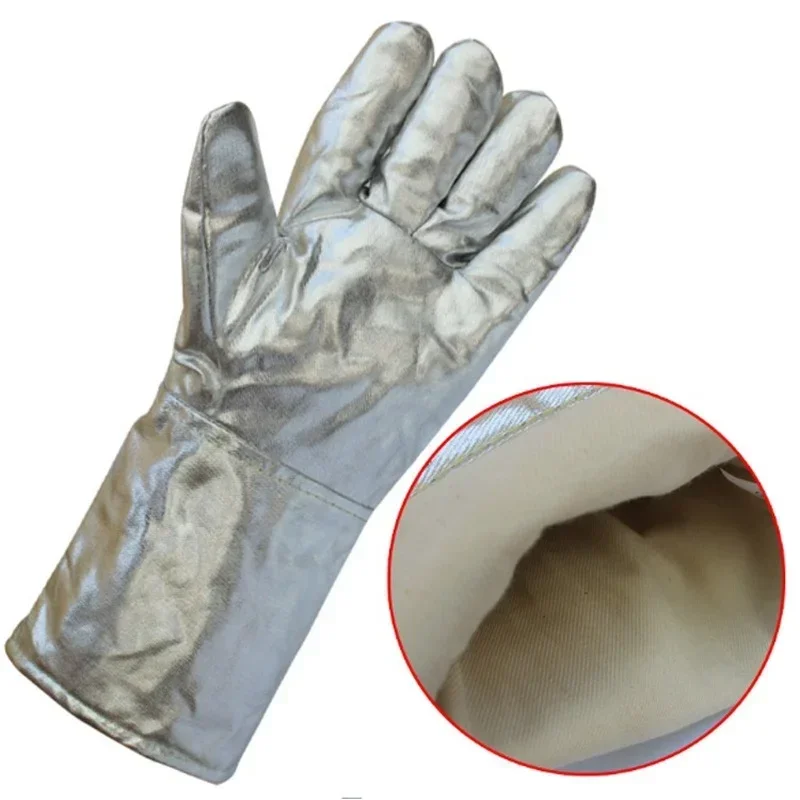 400Degrees Heat Resistant Gloves Anti High Temperature Thicken Safety Gloves Aluminum Foil Kitchen Self Defense Gloves