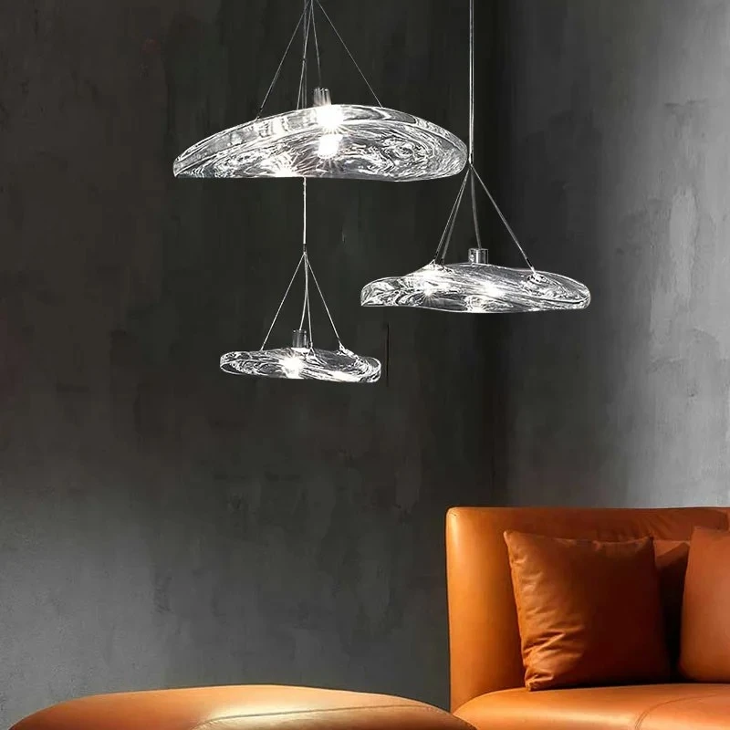 

Italian lotus leaf glass chandelier model room shop restaurant bar counter duplex staircase artistic decorative lighting fixture