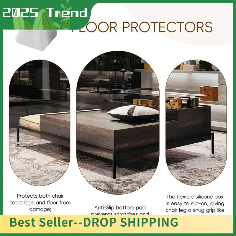 AA14 New 16Pcs Chair Leg Caps Silicone Floor Protector Square Furniture Table Feet Cover Anti-Slip Bottom Chair Pads