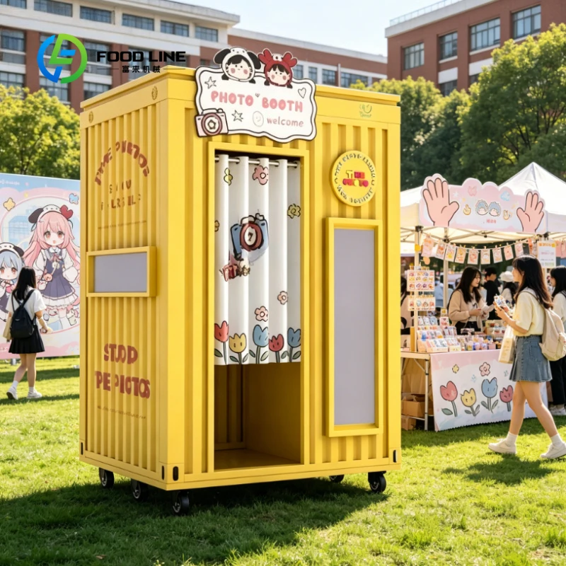 Indoor Shopping Mall Automatic Photo Vending Machine, Portable Selfie Kiosk with HD Camera Customized Color&Payment Method