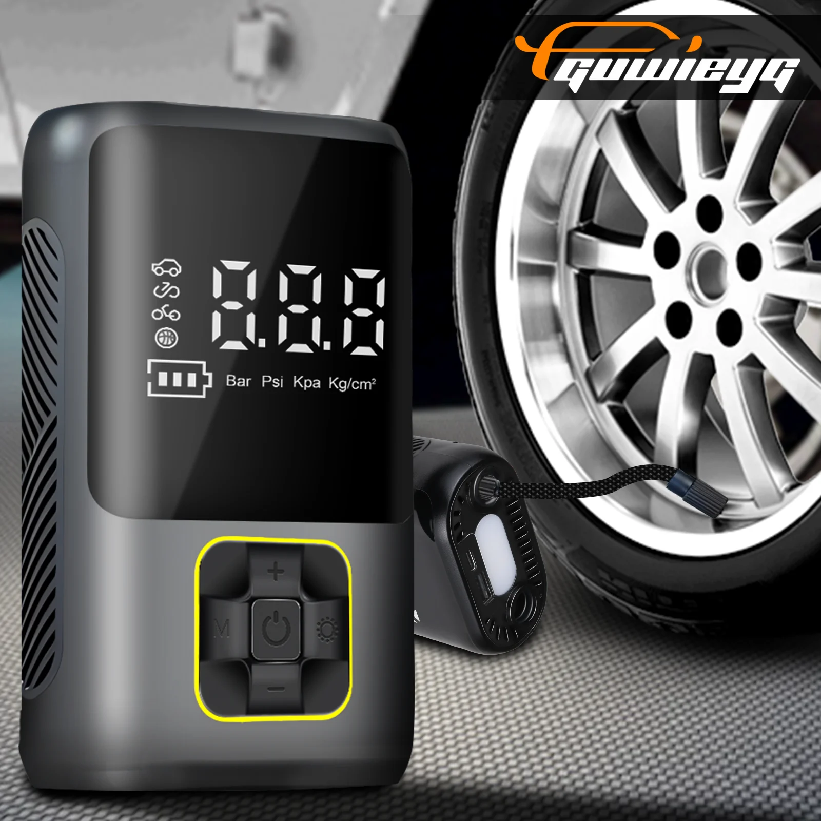 GUWIEYG Car Air Pump Portable Air Compressor for Car Motorcycles Bicycle Electric Tire Inflator with LCD Digital Display