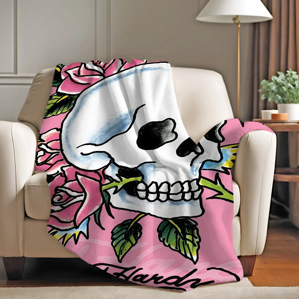 أزياء العلامة التجارية E-Ed H-Hardy بطانية دافئة وناعمة مناسبة لغرفة النوم غرفة المعيشة أريكة سرير مكتب السفر التخييم