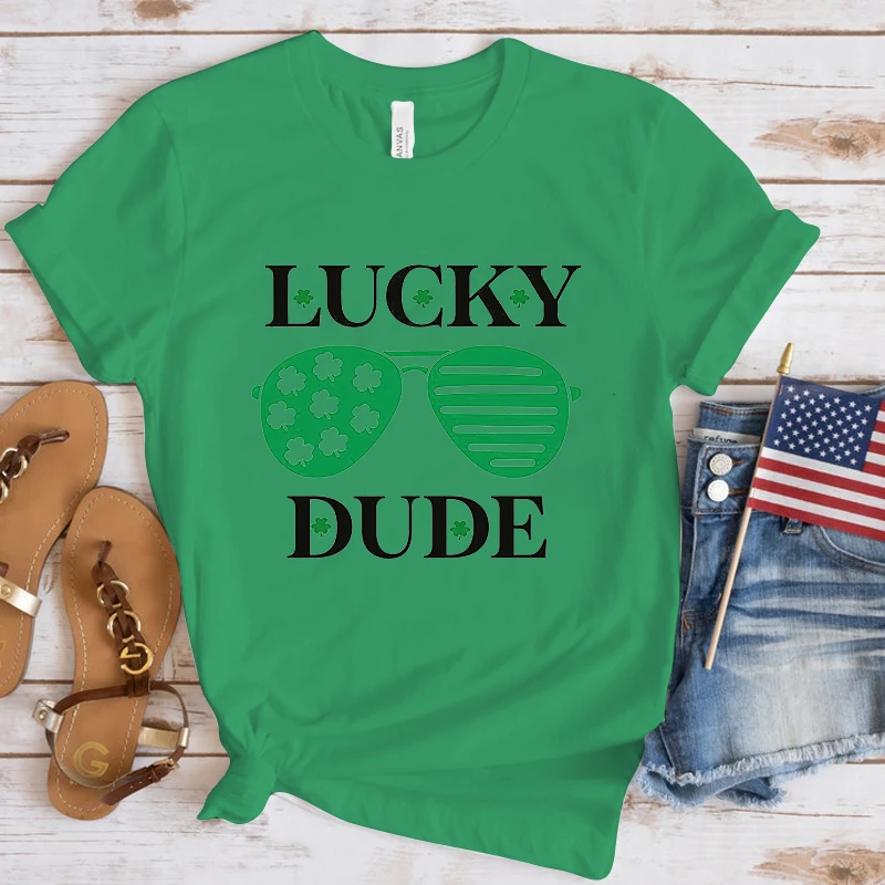 Happy St. Patrick'S Day Lucky Dude Printing T Shirt Men Women T-Shirt Harajuku T-Shirt Unisex Fashion Summer Tops