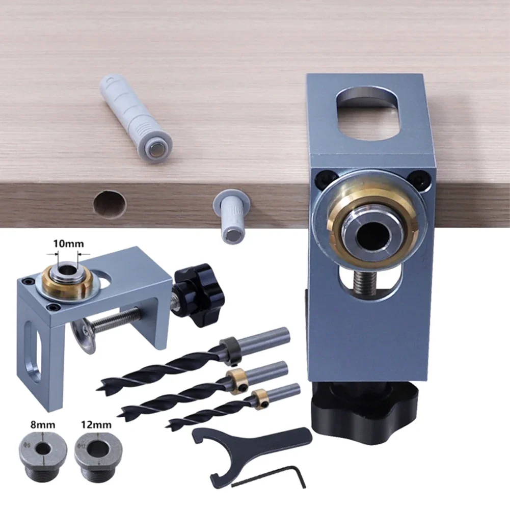 Imagem -02 - Dowel Drill Guide Jig Rebound Cabinet Wood Punching Locator Auxiliar de Conexão Hole Puncher Woodworking Tools mm 10 mm 12 mm