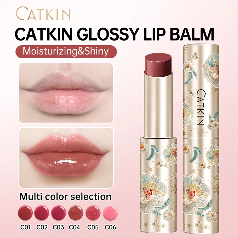 CATKIN GLOSSY LIP BALM Hydrating Lip Balm in 6 Vibrant Colors Moisturize, Protect & Soothe