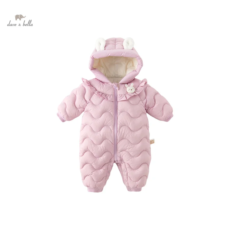 Dave Bella Clothes for Newborn Girls Baby Jumpsuit Romper Newborn Creeper 2023 Winter New Fashion Casual Lovely Plush DB4237055