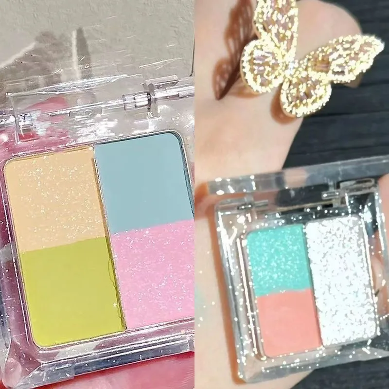 Green White Eyeshadow Palette Professional Highlight Shimmer Brightening Long Lasting Eye Shadow Eye Makeup Eye Cosmetic 3Colors