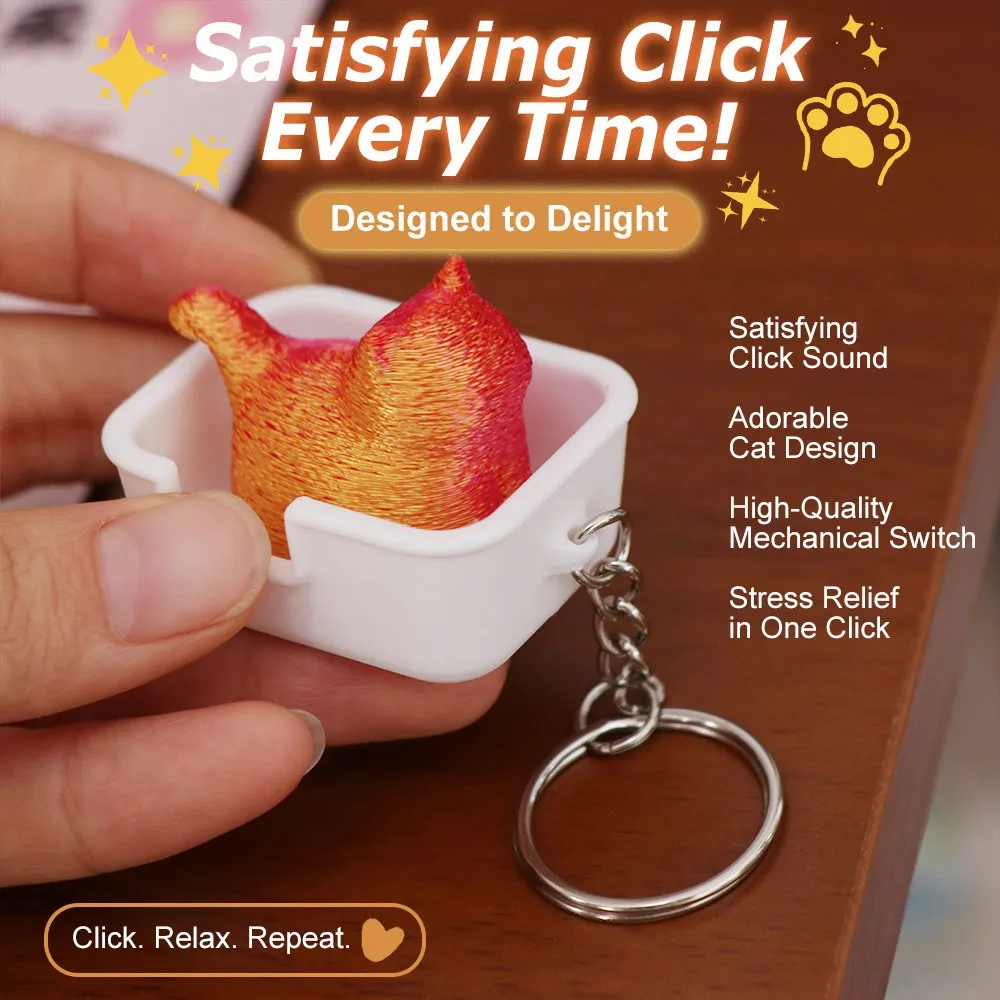 The Cry of Cat Cat Button Keychain Interesting Playful Behavior Keyboard Fidget Keychain Funny Cute Fidget Clicker Keychain