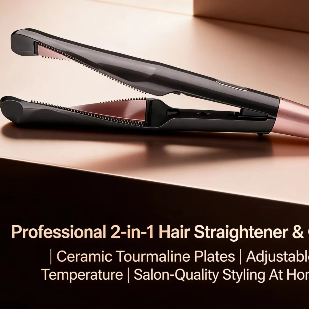

2026 New Fashion 2 IN 1 Professional Hair Straightener & Hair Curling Electric Heating Automatic Spiral Curling Iron
