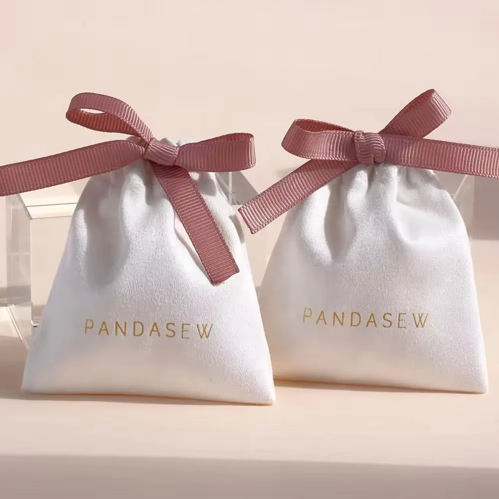 Custom Logo Suede Jewelry Pouch Drawstring Bag Necklace Bracelet Gift Drawstring Jewelry Suede Pouch