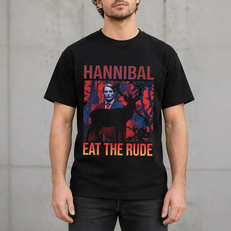 Hannibal Lecter Eat The Rude Graphic T-Shirt Horror TV Series Retro Gothic Unisex Short Sleeve Tee 100% Cotton Print Casual Tops