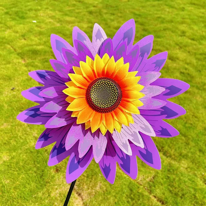 Nowy dwuwarstwowy wiatrak słonecznikowy Zabawki dla dzieci na zewnątrz Dekoracja w kształcie kwiatu Przedszkole Park Rekwizyty fotograficzne