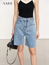 AMII Minimalism Jeans for Women 2023 Summer New Denim Shorts Pantalones Retro Loose Straight Chic Cotton Female Pants 12372127