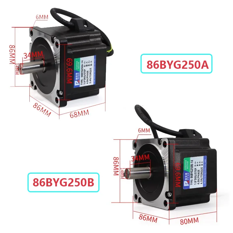 Nema34 Open-loop Stepper Motor 2.4N/4.5N/6N/8.5N/12N with MA860H Stepper Motor Driver with fan For CNC Router shaft 14mm