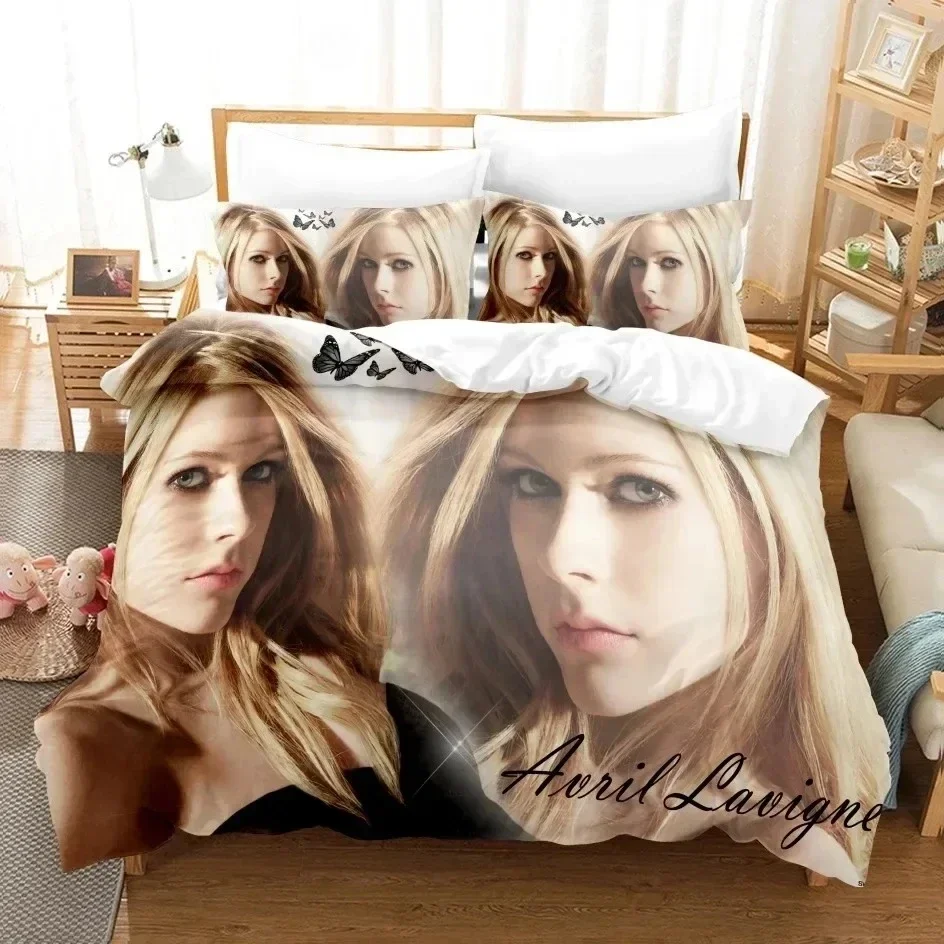 3D Avril Lavigne Bedding Set Printed Bed Set With Pillowcase Bed Duvet Cover Soft Single Double Queen Super King Size Kids Adult