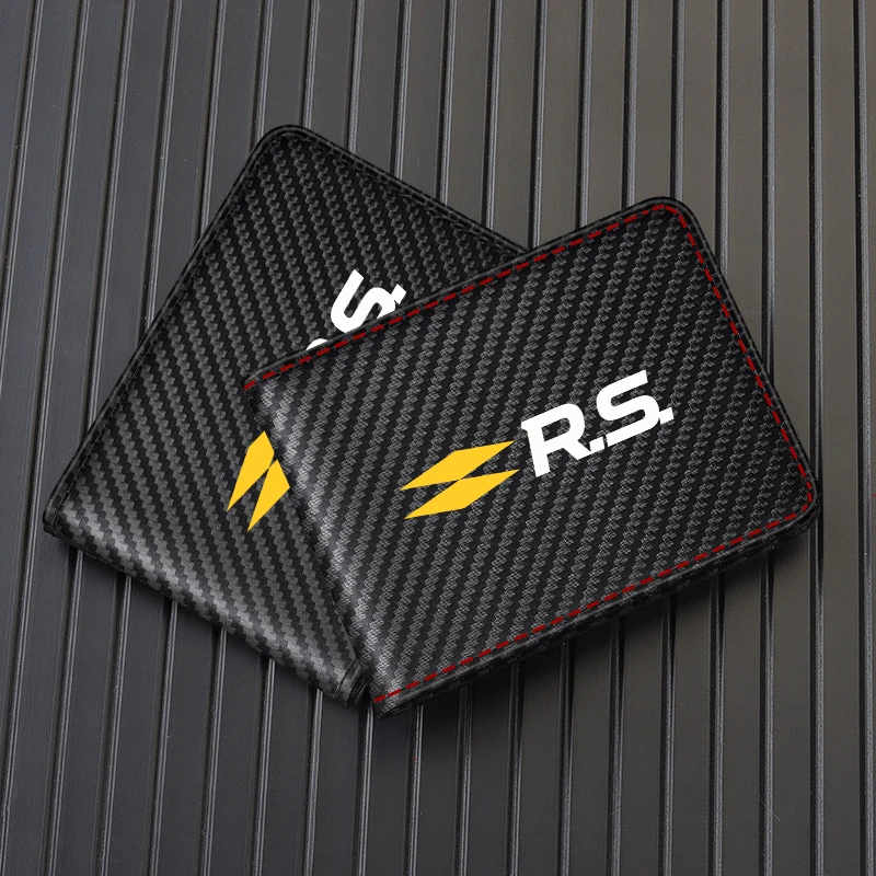 Carbon Fiber Leather Driver License Holder Ultra-thin Storage Bag For Renault RS Clio Scenic Logan Megane Koleos Sandero Safrane