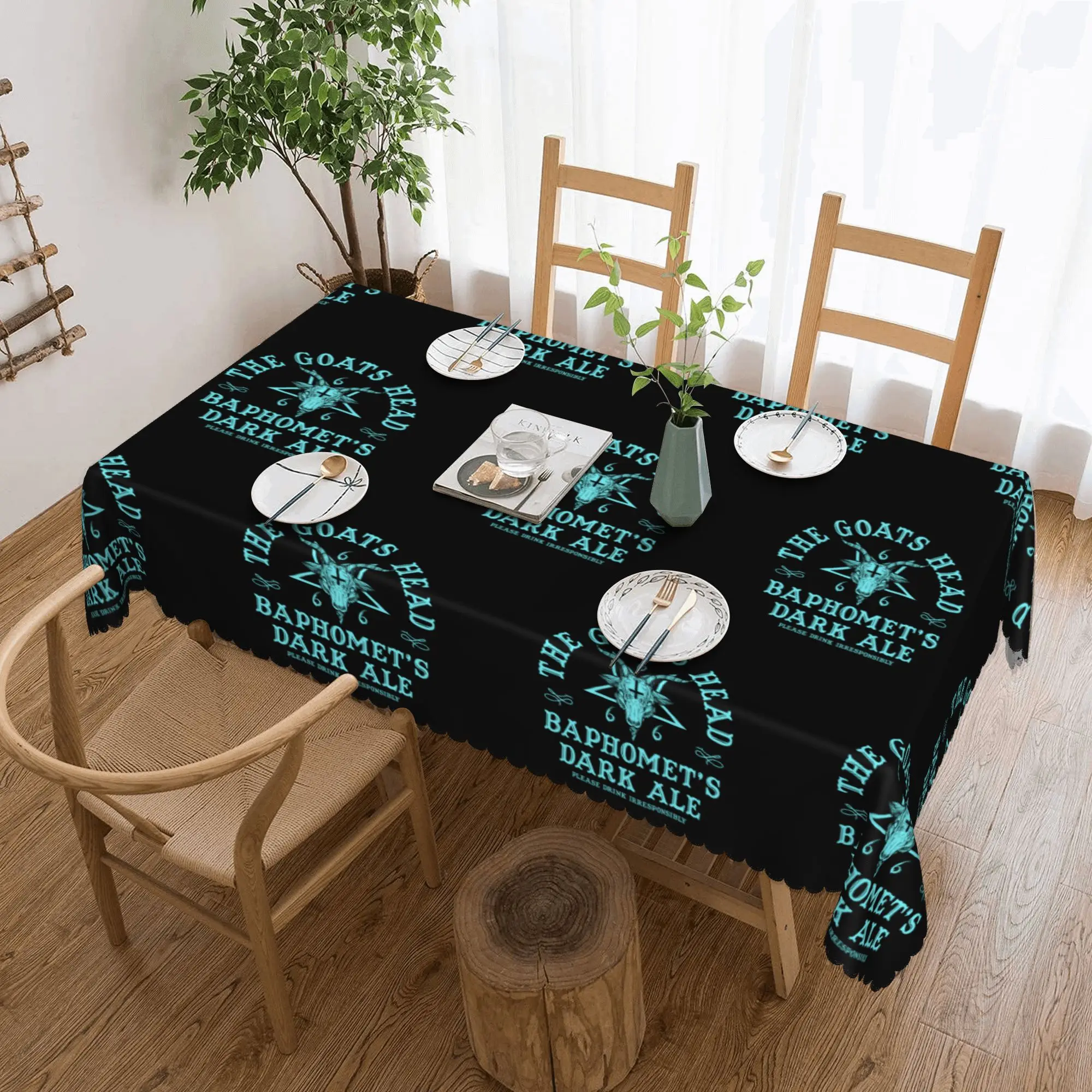 Nappe rectangulaire ajustée Satanique Occulte Baphomet, imperméable, pour extérieur, 45-50 pouces