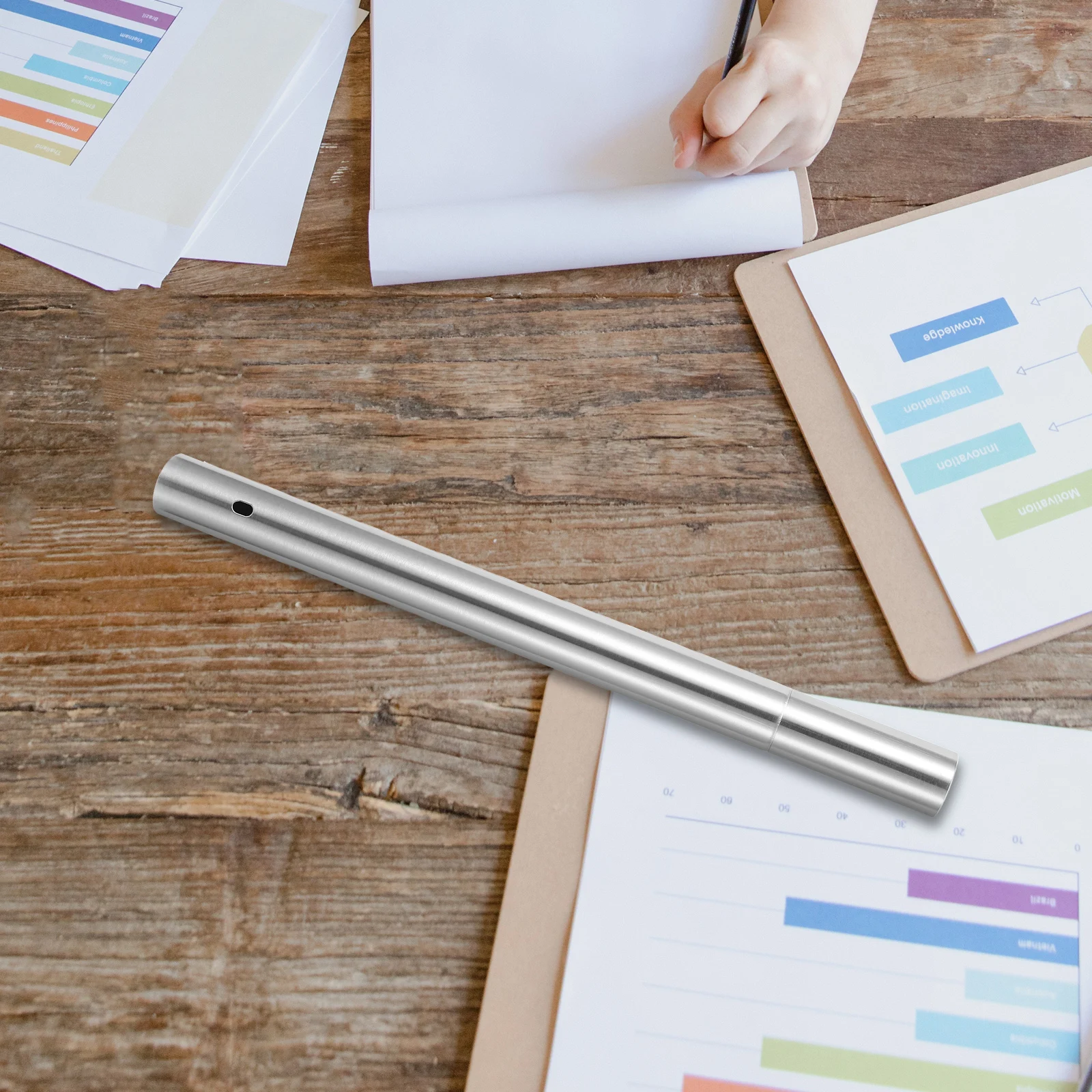 그리드 문서 보관 튜브 아기 폴더 스테인레스 스틸 문구 세례 증명서 케이스