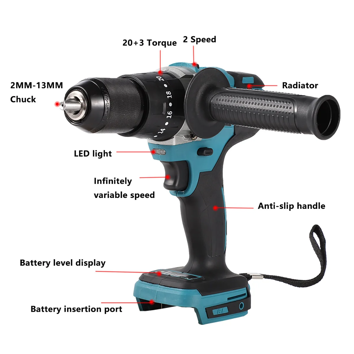 18V 13mm Cordless Brushless Electric screwdriver For Ice Screws Drilling machine Power Tool Drill Driver For Makita 18V Battery