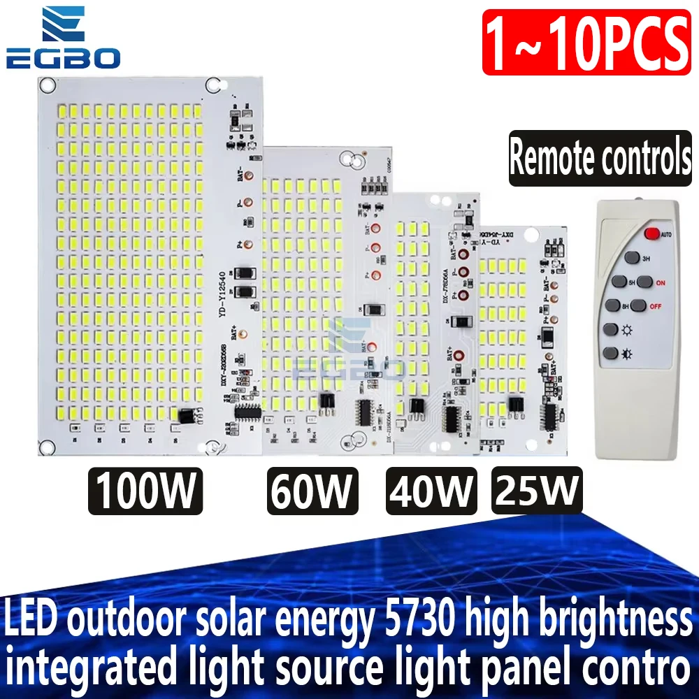 1~10PCS 25W 40W 60W 100W LED outdoor solar energy 5730 high brightness bead light  integrated light source light panel contro