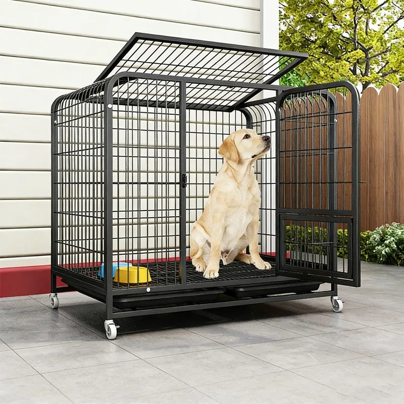 

Indoor Dog Cage for Border Collie with a Toilet Suitable for Small Medium-sized Dogs Teddy Bichon Frise Metal Pet Cage