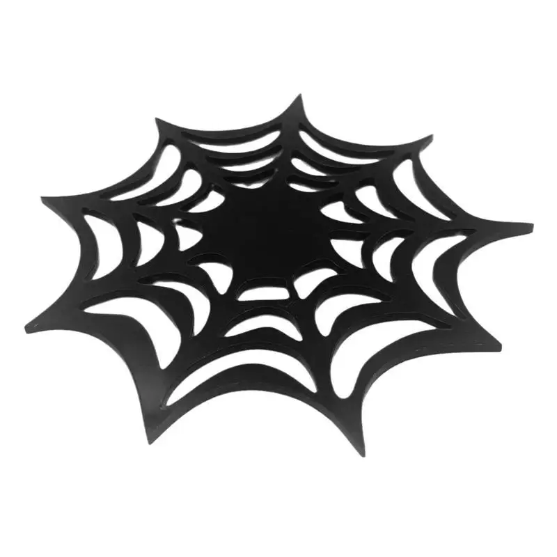 Halloween Spider Web Place Mats Decorative Halloween Placemat Hollow Out For Table Gothic Acrylic Horror Heat Insulation For
