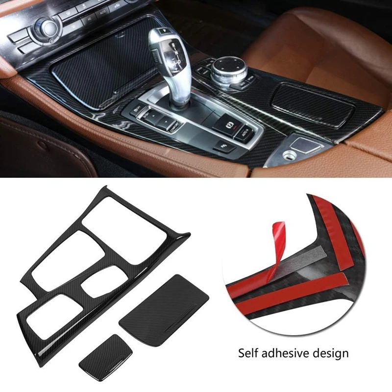 For BMW 5 Series F10 2011-2017 LHD Center Console Gear Shift Panel Cover Trim Interior Replacement Parts (ABS Carbon Fiber)