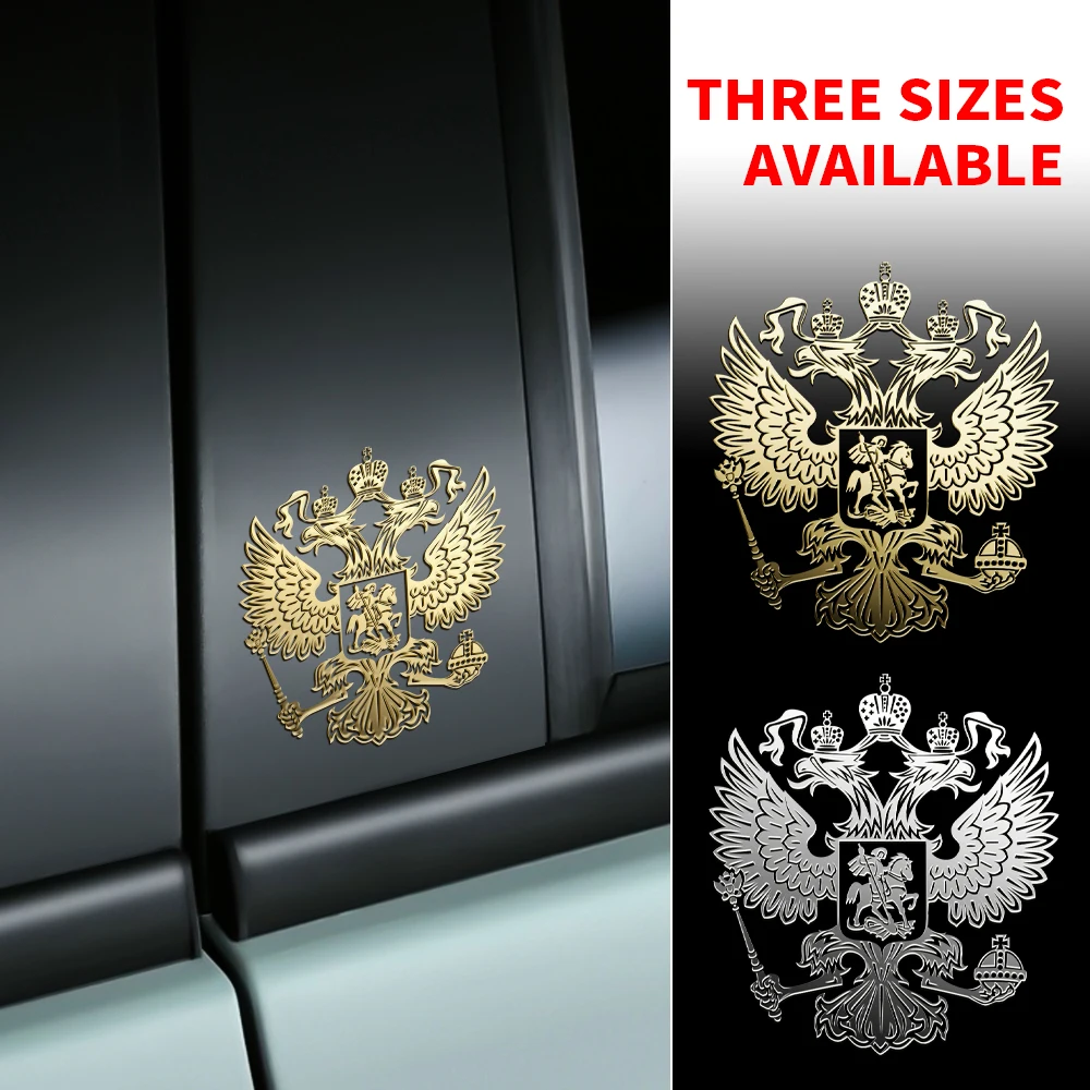 1pc Russian Coat of Arms Sticker Nickel Metal Car Stickers Decals Russian Federation Eagle Emblem for Car Styling Phone Decal