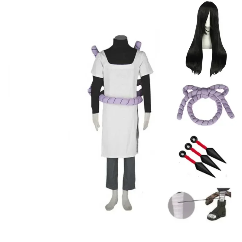 Anime Orochimaru Cosplay Costume Orochimaru Black Shirt Pants Purple Belt Outfits Adult Full Suit Carnival Party Gifts