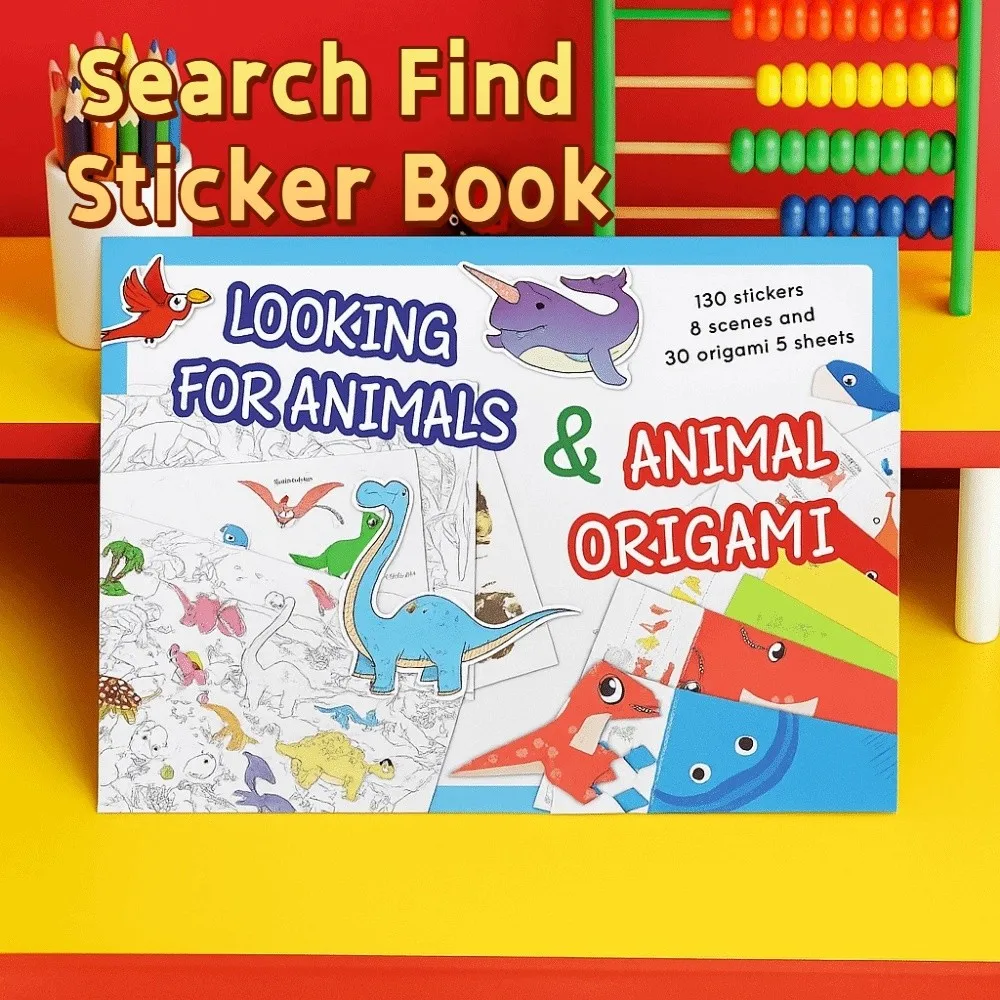 Creative Search Find Sticker Book Funny Interactive Educational Learning Sticker Book Handmade Hand-on Puzzle 3D Origami Books