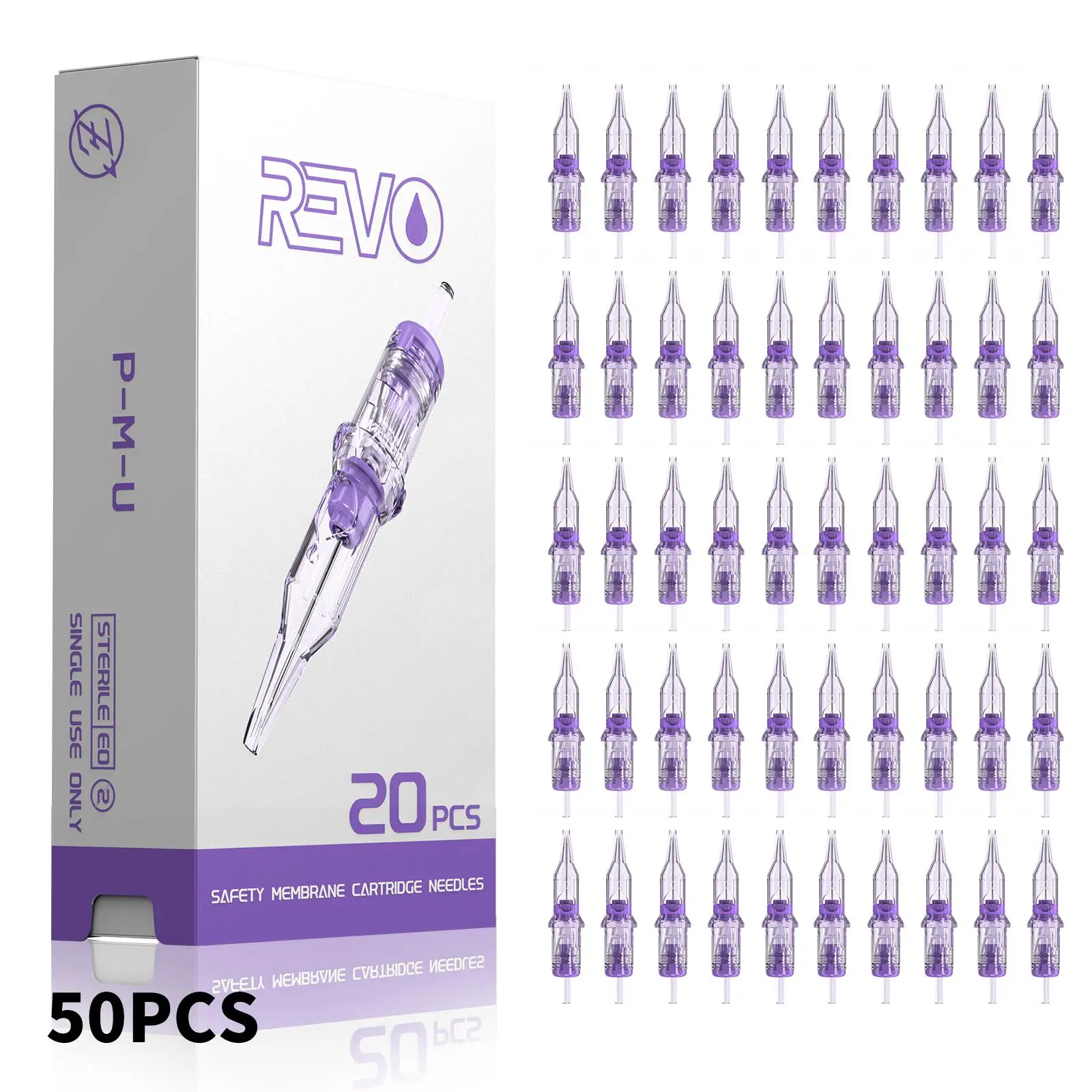 50pcs INKIN REVO Cartridge Tattoo Needles Disposable Needles RL RM Mix Permanent Makeup Eyebrow Lip for Cartridge Tattoo Machine