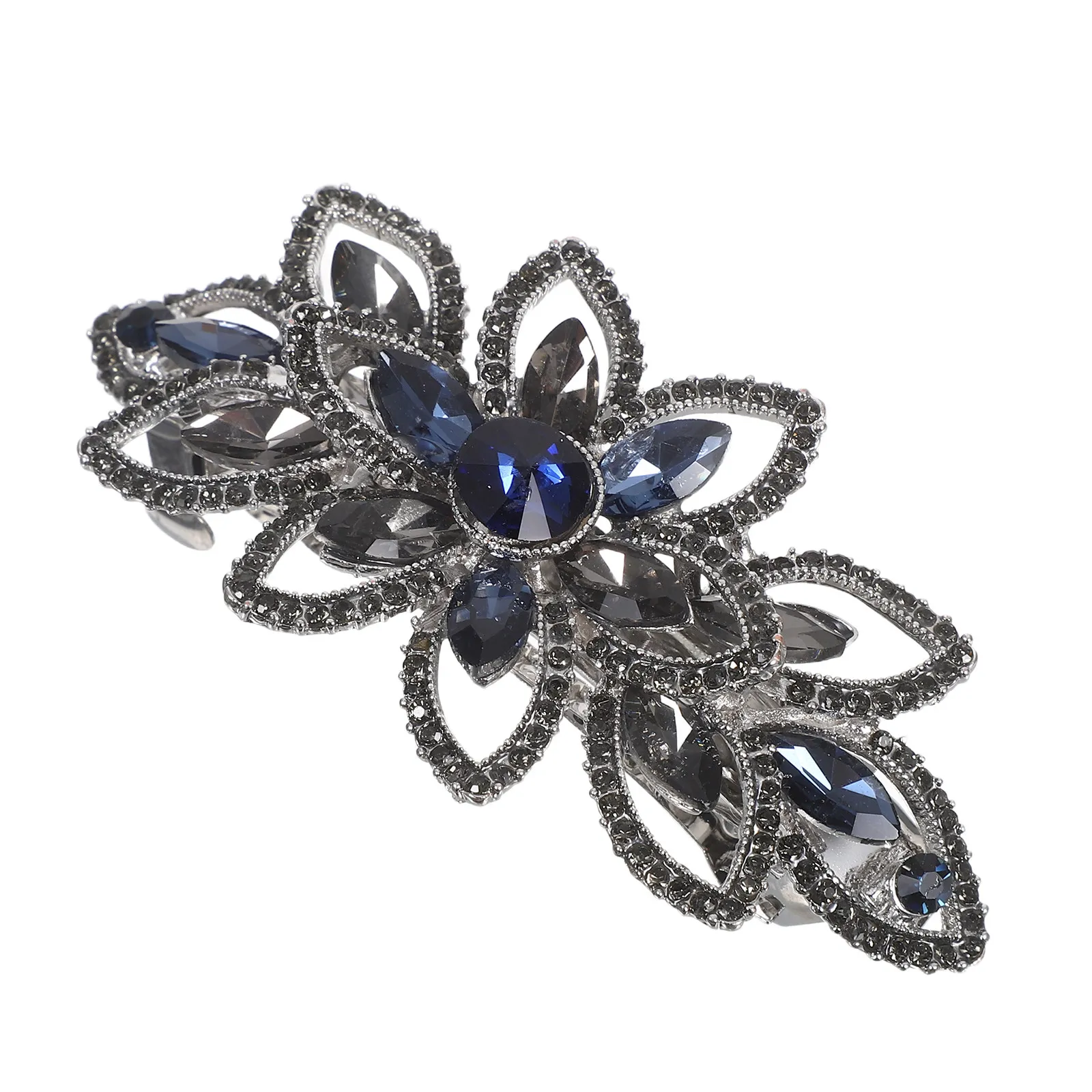 

Elegant Flower Rhinestone Hair Barrette Metal Spring Clip for Women Party Wedding Daily Hairstyling Accessory Fashion Hair