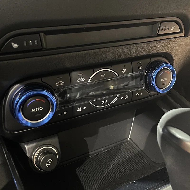 3pcs Aluminum Alloy Knob Decoration Ring For Mazda 3 CX-5 CX-8 CX-9 Atenza Axela Interior Accessories AC Switch Media Control