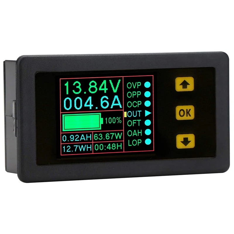 Bidirectional Volt Amp Meter, 90V 300A Voltage Current Battery Capacity Amp-Hour Watt-Hour Power Time Monitor Tester