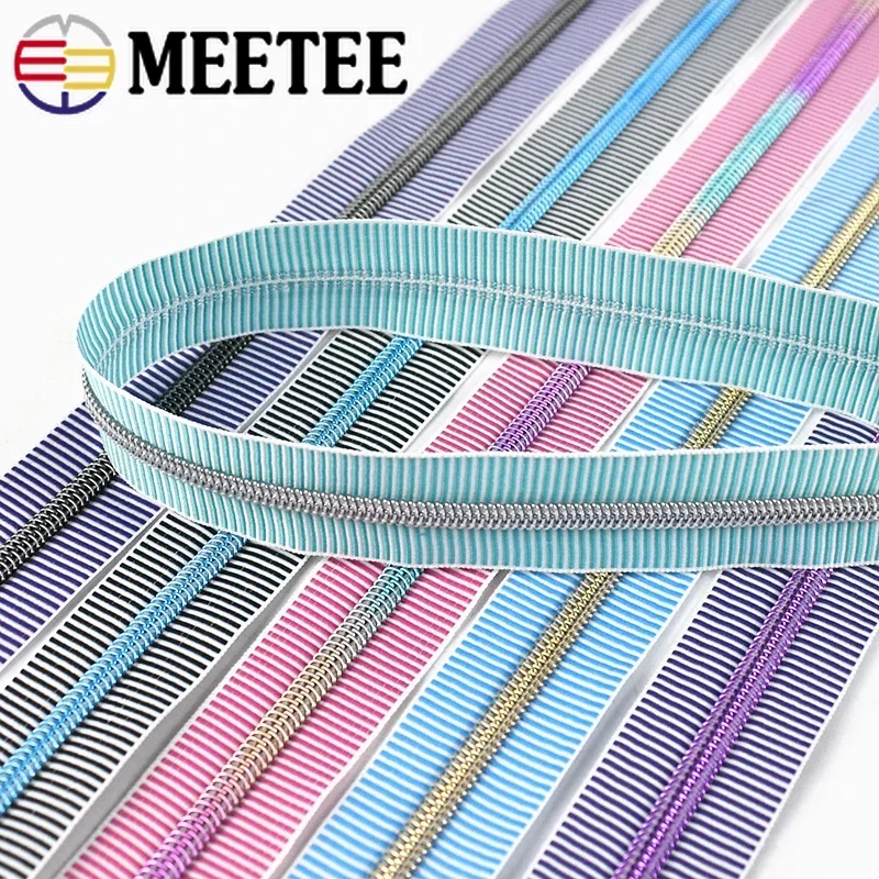 1/2/3/4M 5# Stripe Zippers for Sewing Bag Shoes Nylon Zipper Tapes Pencilcase Plastic Zips By Meter DIY Garment Accessories