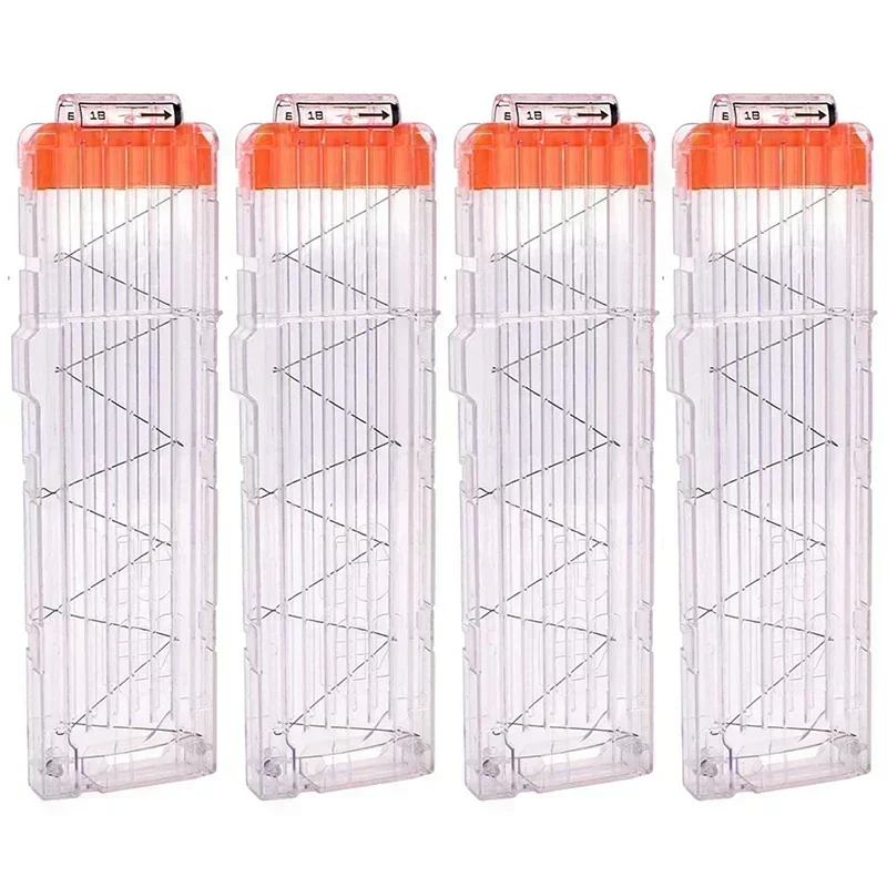 

1/4 шт. Магазины для мягких пуль на 18 дротиков, быстросъемные, для игрушечного бластера (прозрачно-белые) K